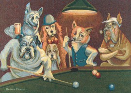 Tapestry "Dogs Playing Pool"