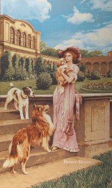 Tapestry "Victorian Lady with Dogs"