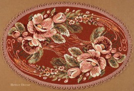 Tapestry table oval mat "Poppies on Burgundy Background"
